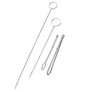 lot 1230 image: AXLIZER 2pcs Stainless Steel Sewing Loop Kit Loop Turner Hook Lock Flexible Drawstring Threader Metal Tweezers Long Loop Turner Tool with Latch for Fabric Belts Strips DIY Knitting Accessories Retail $9.99