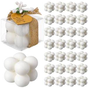 lot 1246 image: MTLEE 50 Sets Small Wedding Favors Candles for Guests 1.4 x 1.6 Inches Bulk Bubble Candles Gifts Bridal Shower Favors Candles with Thank You Cards Ribbons Dried Flowers Gifts (White) Retail $63.32