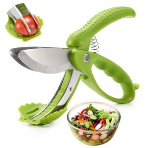 lot 1254 image: ALEXPHY Salad Scissors, Salad Chopper with Double Blades, Lettuce Chopper, Lettuce Scissors for Chopped Salad, Chopped Salad Chopper Tool for Tossing and Chopping in Salad Bowl (Green) Retail $16.86