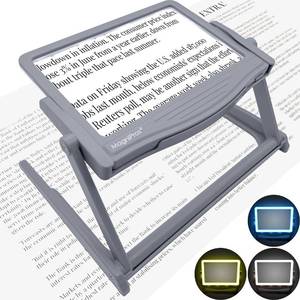 lot 1273 image: MAGNIPROS 5X Large LED Full Page Magnifying Glass with Collapsible & Detachable Stand  3 Color Modes & Anti-Glare Lens to Reduce Eye Strain- Ideal for Reading Fine Print, Crafting, Low Vision Retail 29.94