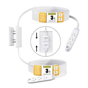 lot 1277 image: CABOCASA 3FT Ultra Flat Plug Extension Cord Power Strip with 3 Outlets, Patented Detachable Ultra-Thin Outlet Cover Concealer & Ultra-Flat Plug, Max. 13A 125V 1625W ETL Listed, White Color Retail $23.54