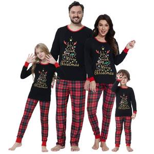 lot 1320 image: VENTELAN Matching Christmas Family Pajamas Sets Christmas Tree Print Top and Plaid Pants Sleepwear for Couples and Kids,Men,L Retail $16.72