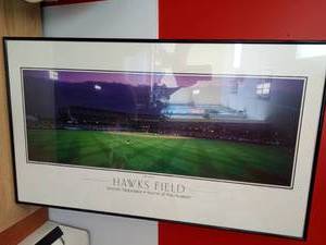 lot 1009 image: Hawks Field By Rick Anderson Framed black metal 21.25 x 34.25