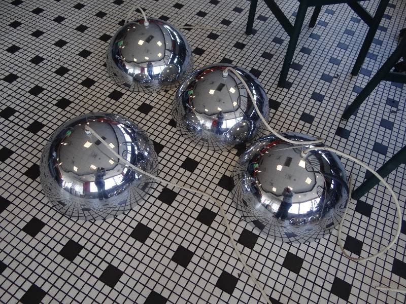 lot 2581 image: Lot Of (4) Chrome Decorative Hanging Lights