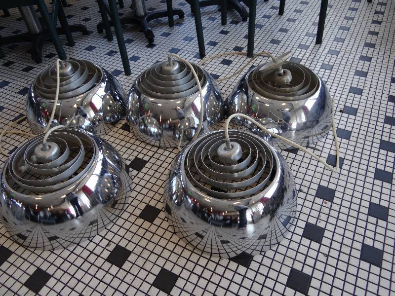lot 2582 image: Lot Of (4) Chrome Decorative Hanging Lights