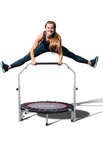 lot 1304 image: BCAN 4048 in Foldable Mini Trampoline Max Load 330lbs440lbs, Fitness Rebounder with Adjustable Foam Handle, Exercise Trampoline for Adults IndoorGarden Workout.