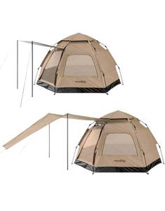 lot 1308 image: Instant Camping Tent for 4 Person, 2 Mesh Windows, and 2 Doors, Hexagonal Design, Easy Set Up Tent with Vestibule and Rainfly, Ideal for Family Camp, Outdoor Activity.