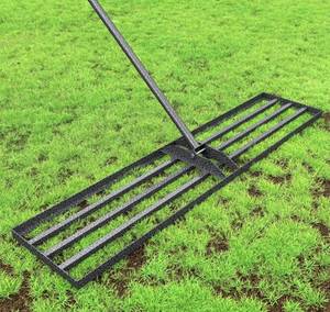lot 1309 image: Lawn Leveling Rake with Anti-Rust Coating, 45 in x10 in Rakes for Lawns Heavy Duty Lawn Leveling Tool with Adjustable Handle.