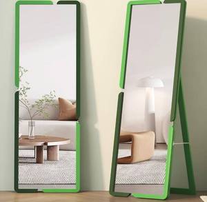 lot 1314 image: Vlsrka Full Length Mirror with Stand, 63 in x 20 in Floor Full Body Mirror. Dark GreenLime Green.