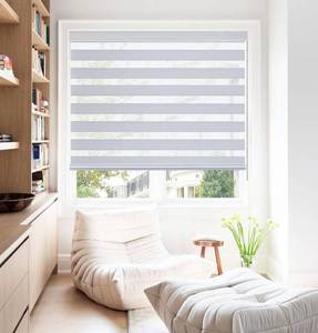 lot 1319 image: Allbright White Zebra Roller Shades Window Blinds, 42 in x 72 in.