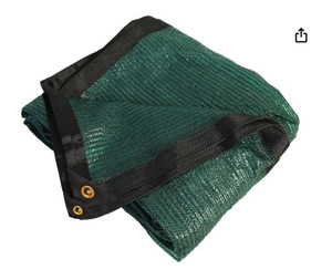 lot 2374 image: 70 Percent- 20 ft X 18 ft Green Shade Cloth Taped Edge with Grommets for Outdoor Plant Cover Patio Tomatoes Barn Kennel Greenhouse
