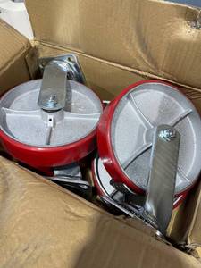 lot 2382 image: 8in Red Caster Wheels 4ct