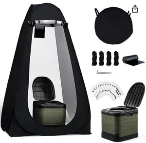 lot 7302 image: KNINE OUTDOORS Portable Camping Toilets for Adult, Outdoor Toilet for Camping, Privacy Tent with Carry Bags, Portable Potty, Washable and Foldable for RV Travel
