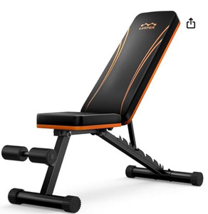 lot 7303 image: Lusper Weight Bench for Home Gym, Adjustable and Foldable 700LB Weight Bench, Multi-Purpose Workout Bench for Bench Press Sit up Incline Flat Decline