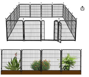 lot 7306 image: Garden Fence with Gate 32 in(H)�27 Ft(L) 12 Panels, Heavy Duty Iron Animal Barrier Fence for Yard, Suitable for Indoor Pet Fence Or Outdoor Dog Fencing (Damaged)