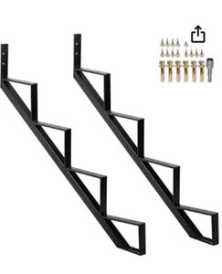 lot 7311 image: Steel Stair Step Riser 2 Pack, 4-Step Steel Stair Stringer, One Step Stair Stringer for Outdoor Steps and Outdoor Stairs