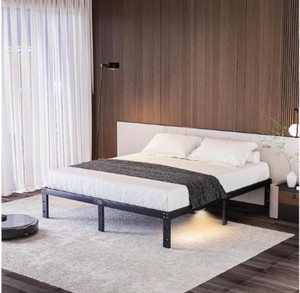 lot 7331 image: 10 Inch Low Bed Frame California King Size with LED Night Light, Metal Platform California King Bed Frame,No Box Spring Needed, Easy Assembly, Heavy Duty, Noise-Free, Black