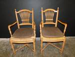 2 Nice Solid Oak Wood  Carved Detailed Seating Chairs With Armrest