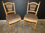 2 Nice Solid Oak Wood  Carved Detailed Seating Chairs With Out Armrest