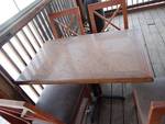 46''x30'' Wood Top Single Metal Base Table