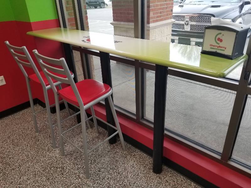 lot 1032 image: Front bar height counter with metal legs