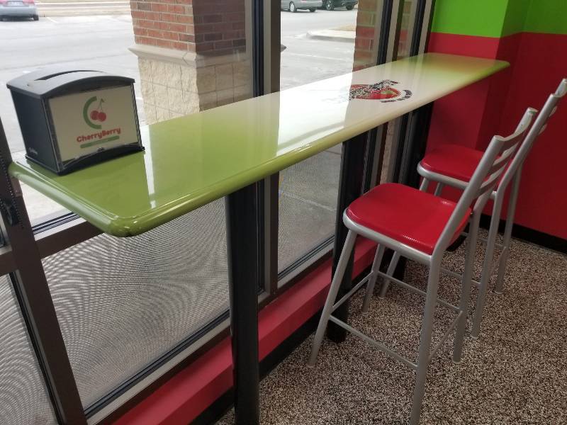 lot 1041 image: Front bar height counter with metal legs