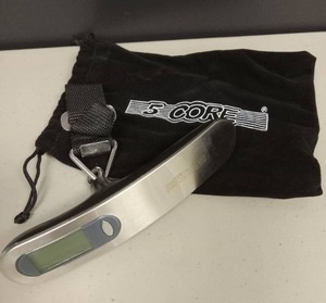 lot 83 image: 5 Core Handheld Portable Electronic Digital Luggage Scale Hanging Travel 110 lbs 50 kg