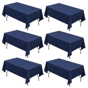 lot 2619 image: joybest 6 Pack Navy Blue Tablecloths 60x102 Inch Polyester Table Cloth, Stain and Wrinkle Resistant Washable Fabric Table Cover for Wedding, Party, Reception, Banquet, Dining Table