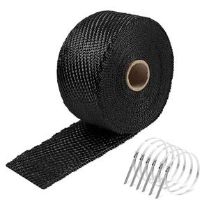lot 2638 image: Titanium Exhaust Heat Tape Wrap,2�x 16 Ft, Motorcycle Fiberglass Heat Shield Tape With Stainless Ties, Black