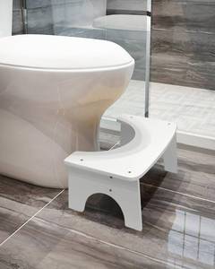 lot 2640 image: Bamboo Toilet Stool for Adults, 6.5 Poop Stool, Bathroom Toilet Potty Stool with Non-Slip Mat for Adults Children, Original Simple Design Healthy Portable Adult Toilet Poop Stool. (White)