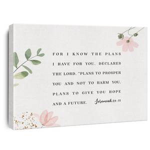 lot 2647 image: Bible Verse Watercolor Canvas Print Decor Jeremiah 29  11 Floral Wall Painting Modern Home Posters Artwork Decoration 12�X15� (Framed)�