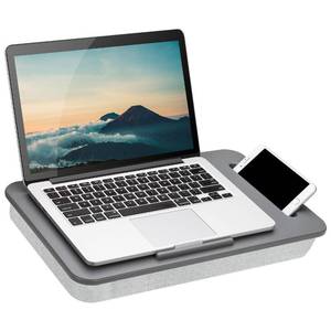 lot 2649 image: LAPGEAR Sidekick Lap Desk with Device Ledge and Phone Holder - Gray - Fits up to 15.6 Inch Laptops - Style No. 44215