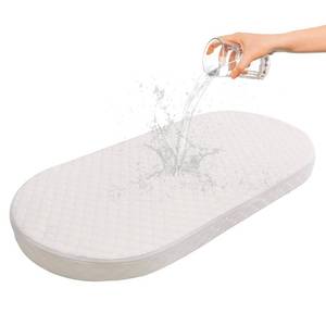 lot 2661 image: Wonder Living Baby Bassinet Mattress, Breathable, Hypoallergenic, Premium Foam, Non-Toxic, Oval Shaped with Removal Waterproof Cover,15 x 30 x 2, White