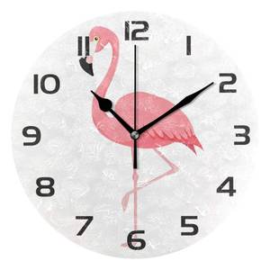 lot 2665 image: Baofu Flamingo Wall Clock Vintage Round Colorful Silent Non Ticking Battery Operated Accurate Arabic Numerals Design Xmas Decorative for Kitchen Living Room Bedroom Office(10 Inch)