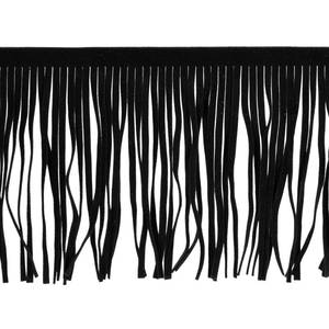 lot 2673 image: uxcell 2 Yards 6 Inch Leather Suede Fringe Trim Double Side Leather Sewing Tassel Fringe for DIY Sewing Dress Craft Skirt Decoration, Black