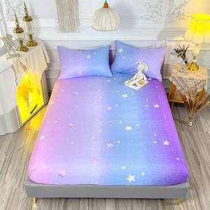 lot 2686 image: HOSIMA Bed Linen Set, Deep Pocket Queen 6181 Microfiber Bed Sheets with 2 Pillowcases, Star Themed Rainbow Glitter Bedding for Girls Room Decor