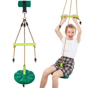 lot 2688 image: AGPTEK Disc Swing with Monkey Bars,Tree Swing Set Accessories Rope Disk Swing Seat with Carabiner and 22in Hanging Strap Heavy Duty Swingset for Zipline Outdoor Playground, Jungle & Gym(Green)
