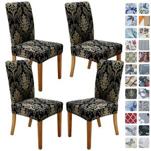 lot 2697 image: SPRINGRICO Chair Covers for Dining Room Set of 4, Stretch Dining Chair Cover, Washable Spandex Kitchen Parsons Chair Slipcovers, Removable Seat Protector for Home or Party (4 Pack, Royal Black1)