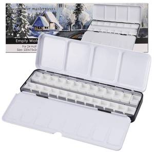 lot 2709 image: MYARTOOL Empty Watercolor Palette, Metal Empty Watercolor Tin Palette Paint Case with 24 PCS Empty Half Pans for DIY Travel Watercolor Palette, Acrylic and Oil Painting