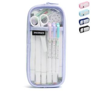 lot 2723 image: SPACEMATE Pencil Case Pouch Bag School Supplies for Girls and Boys, Clear Mesh Aesthetic Pen Case, Large Big Capacity Zipper Stationery Bag for Women Men Adults, Purple, 1000ml