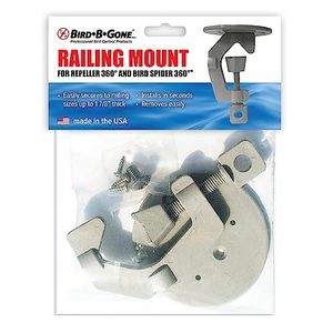 lot 2724 image: Bird B Gone - Railing Mount - Adjustable Clamp-On Design for Bird Spider 360 & Repeller 360 - Fits Rails up to 1-78 - for Boat Railings, Pole Fences, & More - Easily Removable - Hardware Included