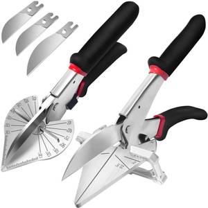 lot 12491 image: PILLME Miter Shears for Wood 2 Pack Quarter Round Cutting Tool Adjustable From 22.5° To 135°,Trim Cutter Hand Tool with Replacement Blades for Molding Trim,Wood,PVC