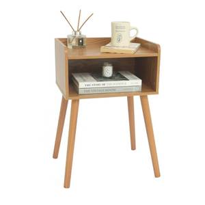 lot 12492 image: MaxSmeo Nightstand, Mid Century Modern Side Table Bedroom with Storage, Small End Bedside Table with Solid Wood Legs for Living Room, Office Small Spaces (Brown)