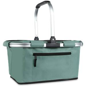 lot 12496 image: Picnic Basket, SIYUAN Shopping Basket with Handle 22L Collapsible Grocery Basket Portable Folding Basket for Marketing Picnic Reuasble Laundry Basket for Travel, Green