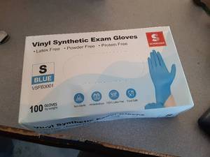lot 12500 image: Vinyl Synthetic Exam Gloves Latex, Powder and protein free size S blue