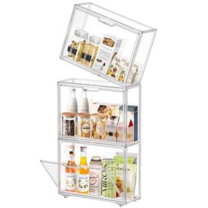 lot 12506 image: DILIBRA 3 Packs Slim Rolling Acrylic Storage Organizer, Mobile Utility Storage Cart with Wheels, Clear Storage Box Cabinet for Small Spaces Gaps Kitchen Laundry Narrow Places