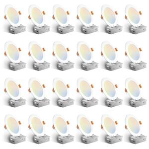 lot 12525 image: Amico 24 Pack 6 Inch 5CCT Ultra-Thin LED Recessed Ceiling Light with Junction Box, 1050LM Brightness, Dimmable Canless Wafer Downlight, 12W, ETL&FCC - Retail $170.88