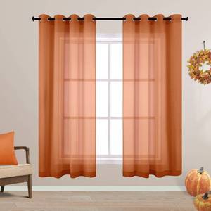 lot 12540 image: KOUFALL Orange Boho Curtains 2 Panels for Bedroom,Sheer Bohemian Curtains for Living Room Kitchen 63 Inch Length
