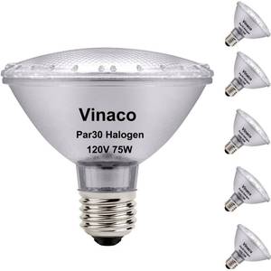 lot 12554 image: Vinaco PAR30 Short Neck 75W, 6 Pack High Output PAR30 Halogen Flood Light Warm White 2800K, PAR30 Dimmable, Long Lasting PAR30 Flood Light Bulb 120V with E26 Base for IndoorOutdoor