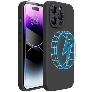 lot 12557 image: Miracase Magnetic Case Designed for iPhone 14 Pro Max Phone Case with Screen Protector,Upgraded Enhanced Camera Protection,Shockproof Liquid Silicone Case 6.7 inch(Black Magnetic)